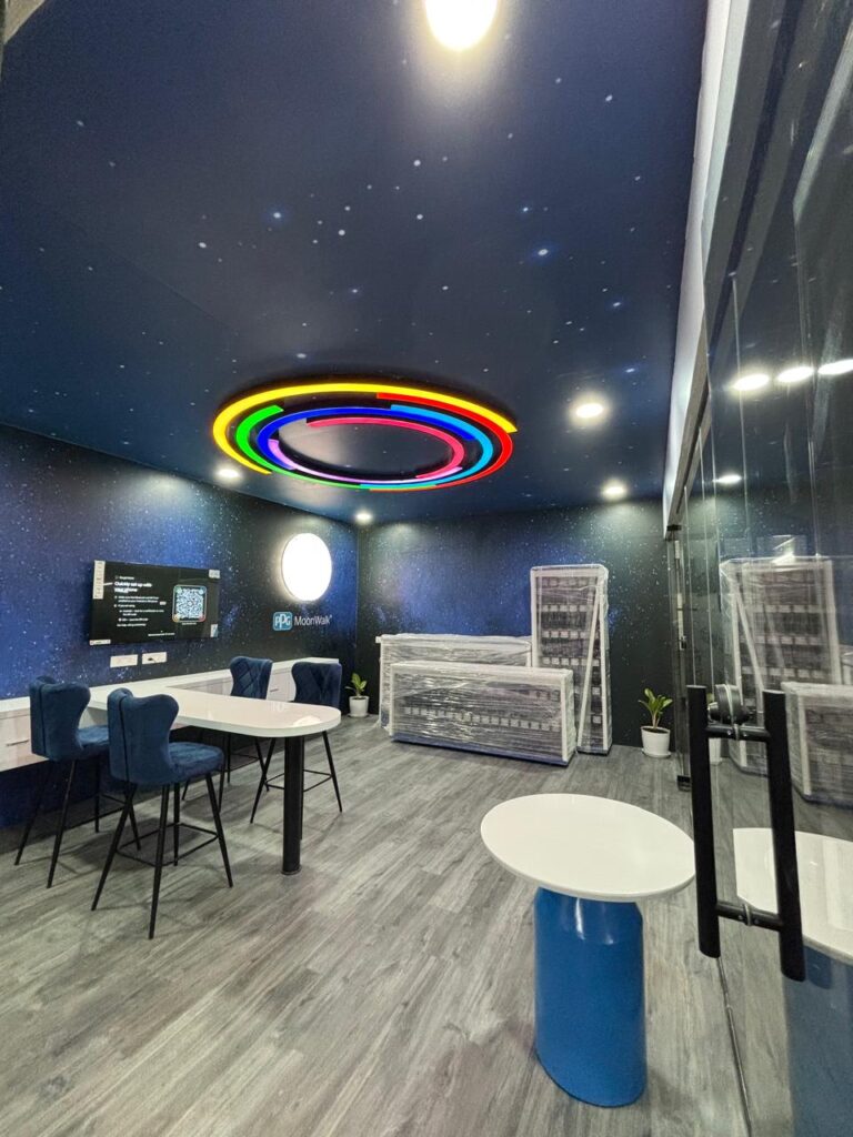 Custom retail furniture and product display units designed and fabricated by 4Pz for PPG Linq store