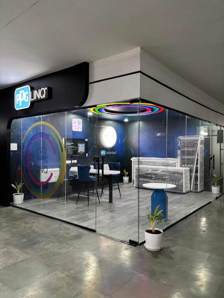 PPG Linq retail store exterior with custom signage and facade design executed by 4Pz