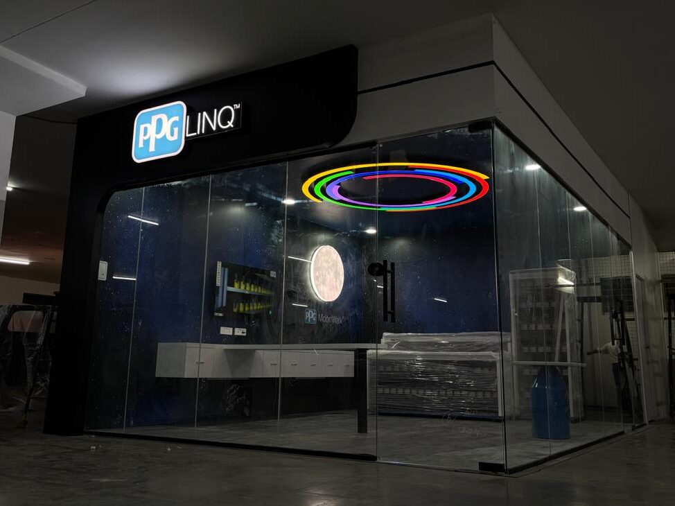 PPG Linq retail store exterior with custom signage and facade design executed by 4Pz