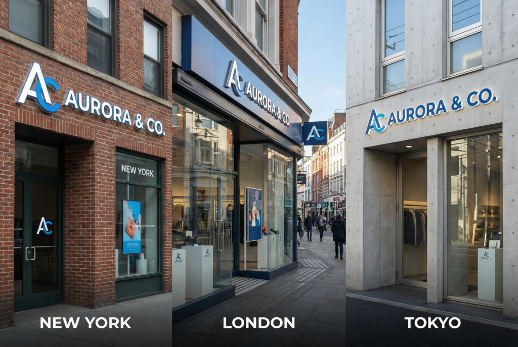 Consistent retail signage design across multiple store locations